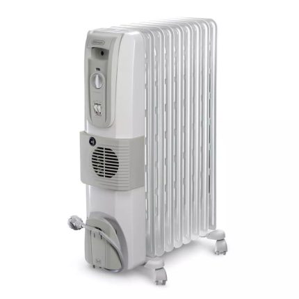 DELONGHI 12 Fin Oil Filled Radiator Room Heater with Fan (White)