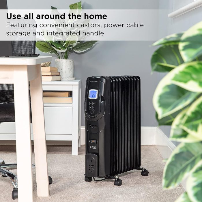 Russell Hobbs 2500W/2.5KW Oil Filled Radiator, 11 Fin Portable Electric Heater